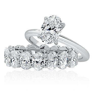 Oval Engagement with Matching Oval Cut Diamond Band