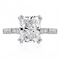 Radiant Cut with Diamond Band Engagement Ring