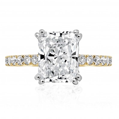 Radiant Cut with Diamond Band Engagement Ring