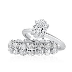 Oval Engagement with Matching Oval Cut Diamond Band
