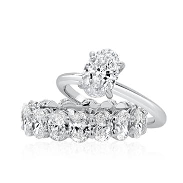 Oval Engagement with Matching Oval Cut Diamond Band