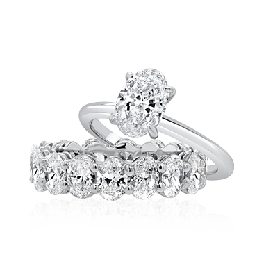 Oval Engagement with Matching Oval Cut Diamond Band