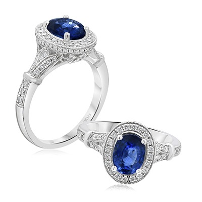 Vintage Milgrain Oval Sapphire