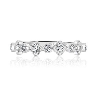 Diamond Milgrain Wedding Band Star and Round Shaped Diamond Band