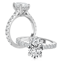 Oval Solitaire with Hidden Halo and Diamond Band
