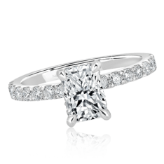 Radiant Cut Engagement Ring with Flushed Diamond Band