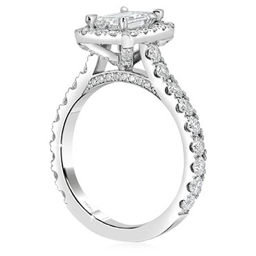 Graceful Emerald Cut with Round Brilliant Bridge & Halo