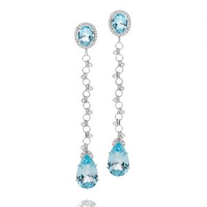 Aquamarine and Diamond Drop Earrings