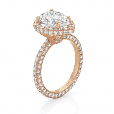 Rose Gold Pavé Pear Shaped Diamond Engagement Ring