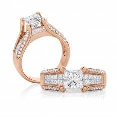Princess Cut Diamond Split Band – Rose Gold