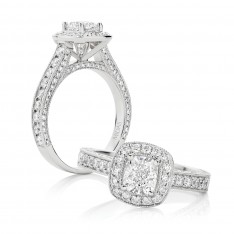 Cushion Cut with Pavé Halo and Milgrain edging