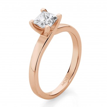 Solitaire Princess Cut Diamond – Rose Gold