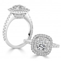 Double Halo Diamond Cushion Cut