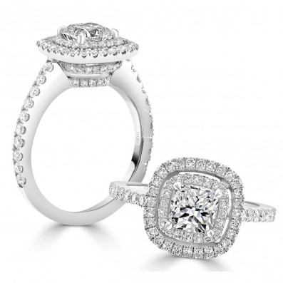 Double Halo Diamond Cushion Cut