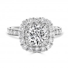 Brilliant Double Cushion Halo Engagement Ring