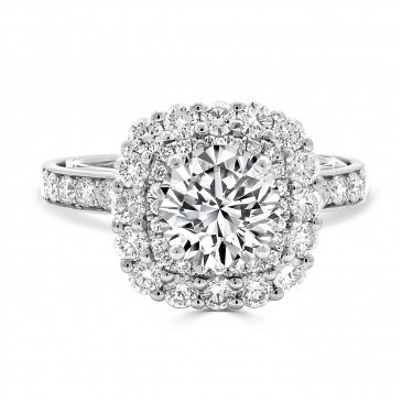 Brilliant Double Cushion Halo Engagement Ring