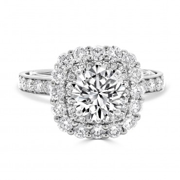 Brilliant Double Cushion Halo Engagement Ring