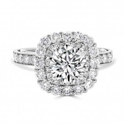 Brilliant Double Cushion Halo Engagement Ring