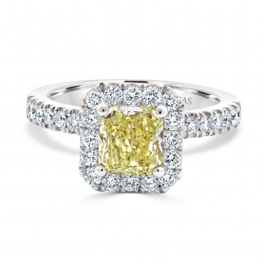 Radiant Fancy Yellow Diamond Engagement Ring