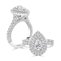 Brilliant Pear Engagement Ring with Double Halo