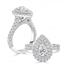 Brilliant Pear Engagement Ring with Double Halo