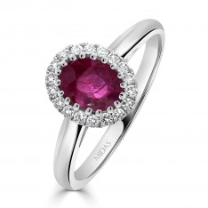 Radiating Halo Ruby Ring