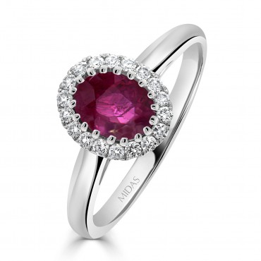 Radiating Halo Ruby Ring