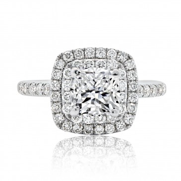 Brilliant Double Halo Cushion Cut with Claw Setting