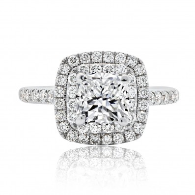Brilliant Double Halo Cushion Cut with Claw Setting