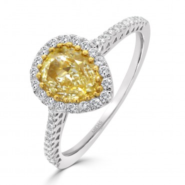 Fancy Pear Yellow Diamond with Halo