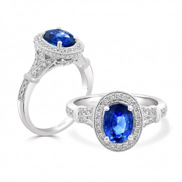Vintage Milgrain Oval Sapphire