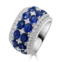 Brilliant Royal Sapphire and Diamond Band