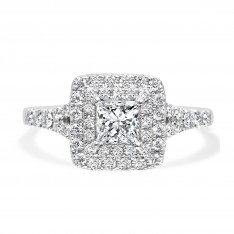Seamless Princess Cut with Round Brilliant Double Halo