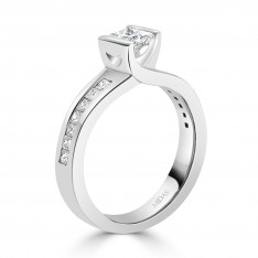 Floating Princess Cut Diamond Engagement Ring