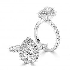 Double Halo Pear Engagement Ring
