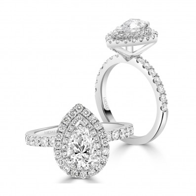 Double Halo Pear Engagement Ring