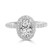 Oval Pavé Halo with Diamond Shoulders