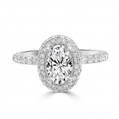 Oval Pavé Halo with Diamond Shoulders