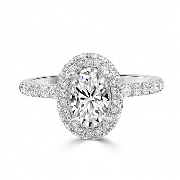Oval Pavé Halo with Diamond Shoulders