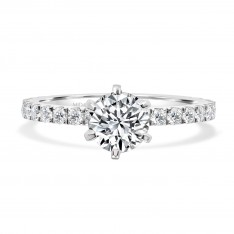 Round Solitaire with Brilliant Diamond Band