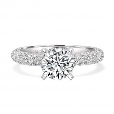 Elegant Round Brilliant Solitaire with Pavé Diamond Shoulders