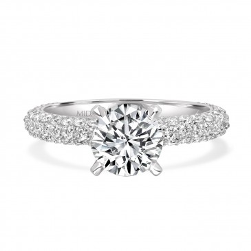Elegant Round Brilliant Solitaire with Pavé Diamond Shoulders