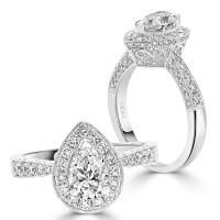 Vintage Pear Halo with Milgrain