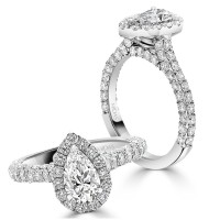 Brilliant Pear Halo Engagement Ring