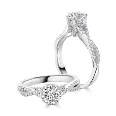 Split Band Solitaire Diamond with Milgrain Detail