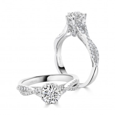Split Band Solitaire Diamond with Milgrain Detail