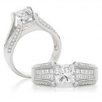 Princess Cut Diamond Split Band – White Gold