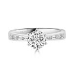 Round Solitaire with Baguette Diamond Band