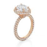 Rose Gold Pavé Pear Shaped Diamond Engagement Ring
