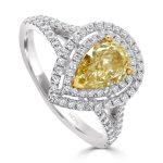 Fancy Yellow Pear Diamond with Double Halo